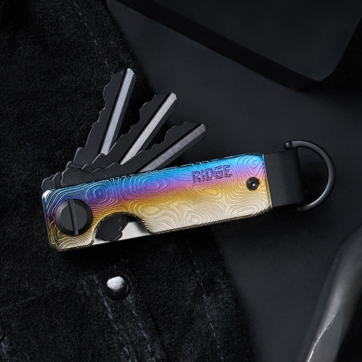 Ridge KeyCase - Burnt Damascus