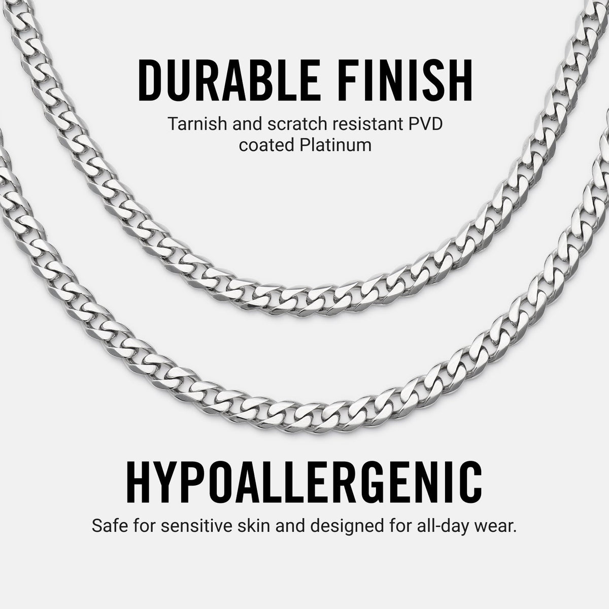 5mm Curb Chain - Platinum - 22"