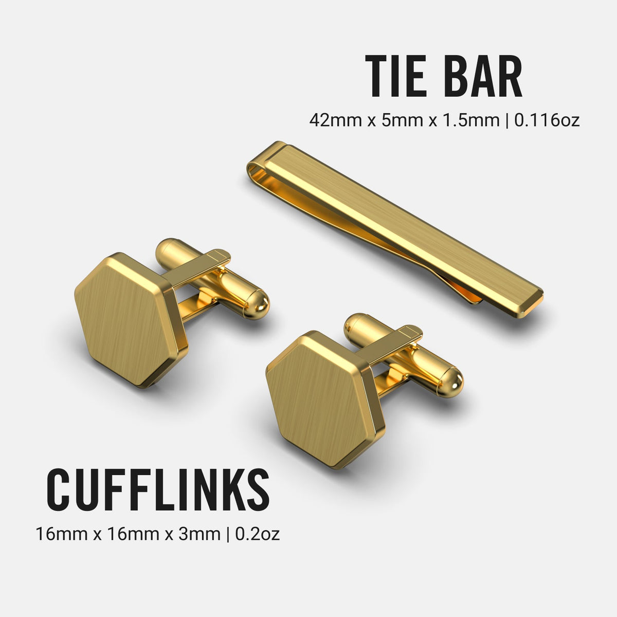 Tie Bar & Cufflinks Kit - 24K Gold