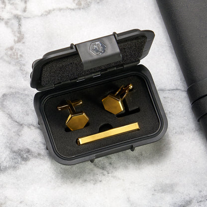 Tie Bar & Cufflinks Kit - 24K Gold