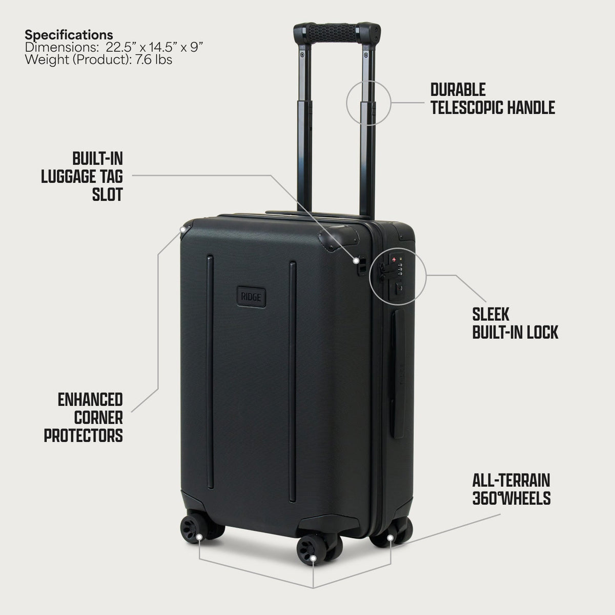 Ridge Carry-On Matte Black (New) 06