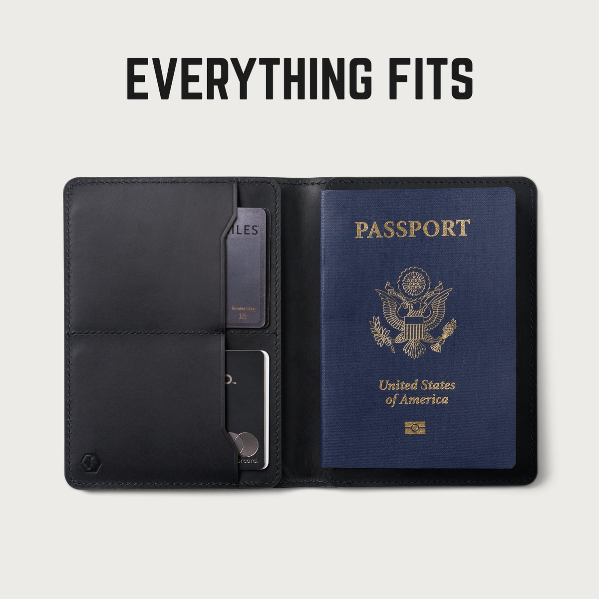 Passport Wallet - Midnight Black Leather